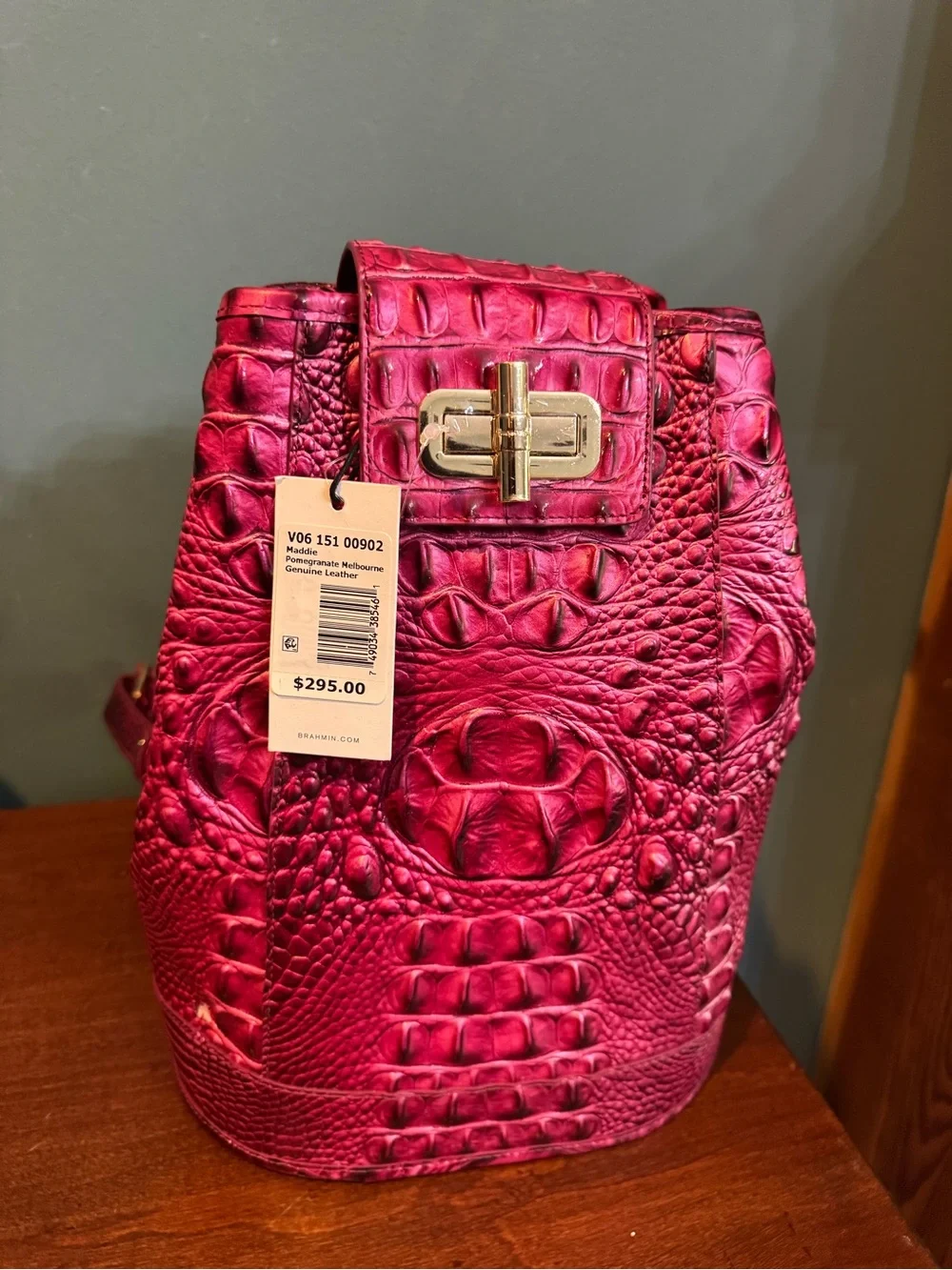 Brahmin Maddie Hot Pink Pomegranate Melbourne Sling Bag backpack *READ*